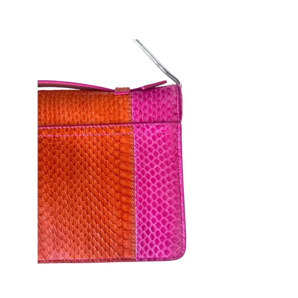 MONIKA CHIANG NWT Colorblock Embossed Leather Clutch  Bag Pink Orange Purse Y2K